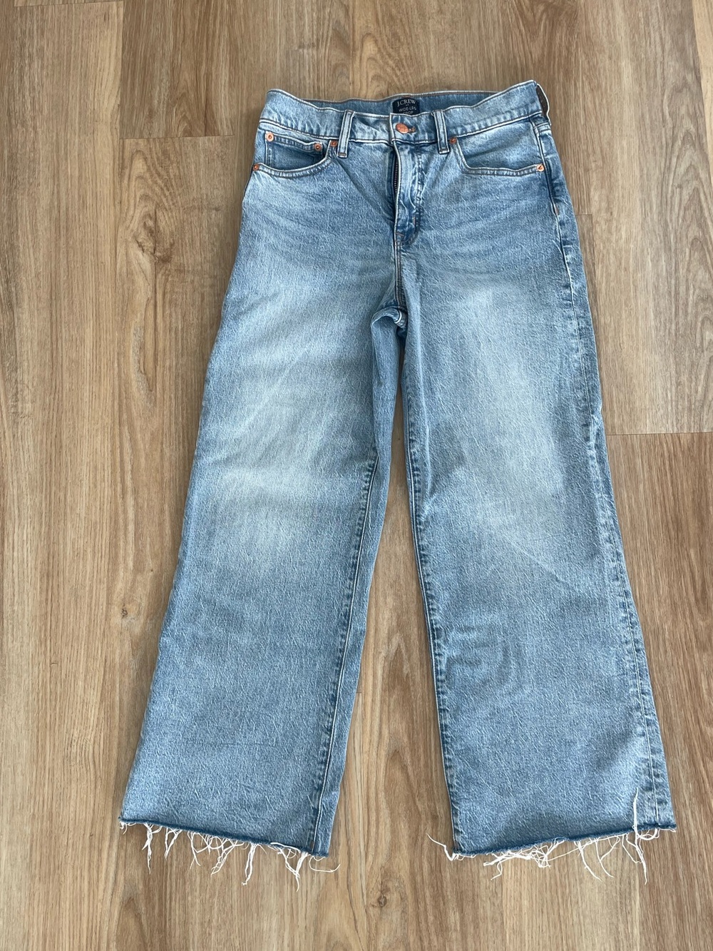 J. Crew Light Blue Wide-Leg Jeans with Raw Hem
